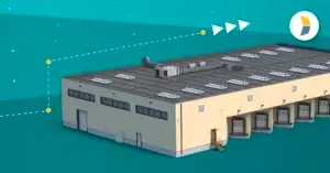 Warehouse with docks and arrows, representing understanding and improving supply chain efficiency