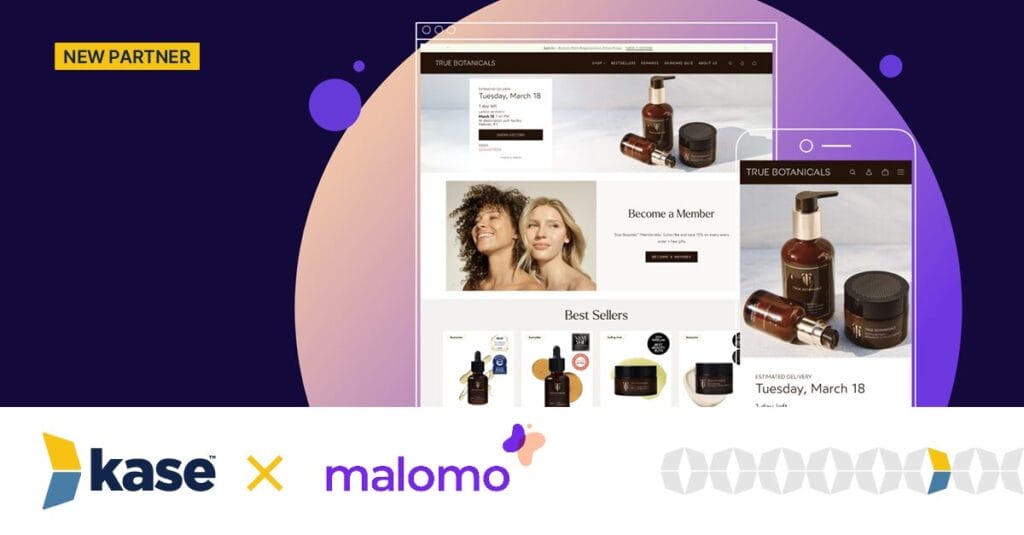 image of malomo branded order tracking and kase logo