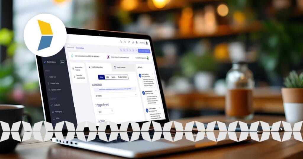 laptop on desk showcasing image of kase ecommerce automation platform feature