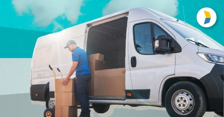 delivery person moving boxes into van