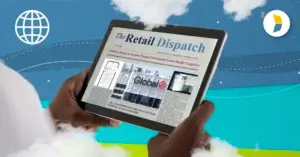 Tablet with news on it, featuring this week's Retail Dispatch news roundup for Kase.