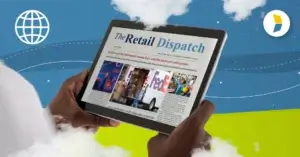 Person looking at tablet with Kase's Retail Dispatch, representing the weekly supply chain and ecommerce news industry roundup