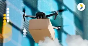 Drone carrying a package to achieve ultrafast delivery in ecommerce.